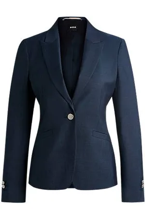 HUGO BOSS Jakke med slim fit i twillvævet ny uld med denimeffekt