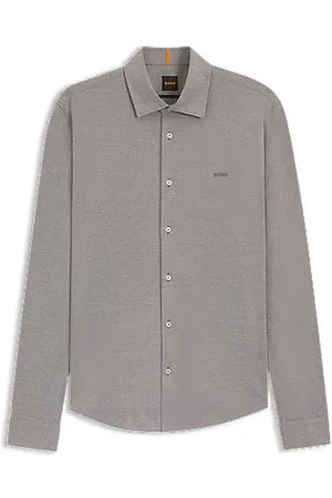 HUGO BOSS Slim fit skjorte i meleret bomuldspiqué