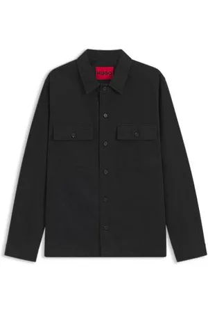 HUGO BOSS Oversize fit skjorte i bomuldsgabardine med brystlommer