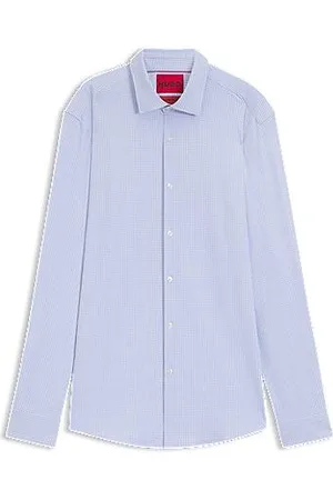 HUGO BOSS Skjorte med slim fit af jersey med performance-stræk og print