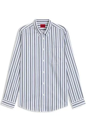 HUGO BOSS Oversize fit skjorte i stribet bomuldspoplin