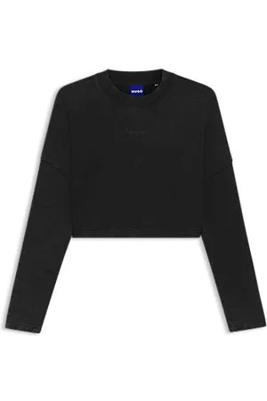 HUGO BOSS Cropped sweatshirt i bomuld med logoprint
