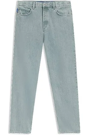 HUGO BOSS Baggy fit jeans i slidstærk lyseblå denim