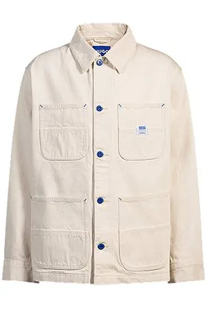 HUGO BOSS Jakke med relaxed fit i ecrufarvet denim