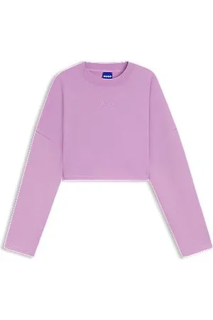 HUGO BOSS Cropped sweatshirt i bomuld med logoprint