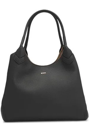 HUGO BOSS Tote bag i kornet læder med logobogstaver