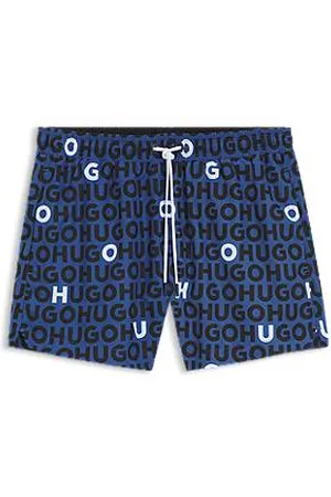 HUGO BOSS Badeshorts med logoprint og løbesnor