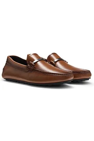 HUGO BOSS Loafers i læder med brandet metalspænde