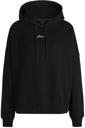 HUGO BOSS Hættetrøje med oversize fit i sweatkvalitet af bomuld med håndskrevet logo