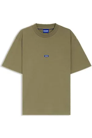 HUGO BOSS Regular fit T-shirt i bomuldsjersey med blåt logomærke