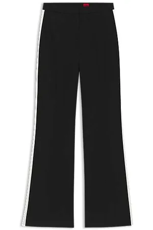 HUGO BOSS Bukser med regular fit i stof med stræk med tapered ben og sidestriber