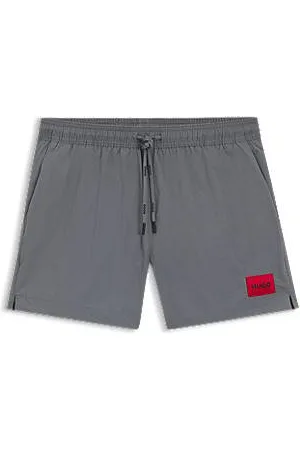 HUGO BOSS Fuldt forede badeshorts med rødt logomærkat