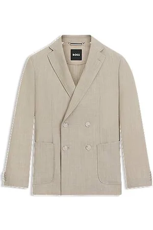 HUGO BOSS Dobbeltradet blazer i ny uld med mikromønster