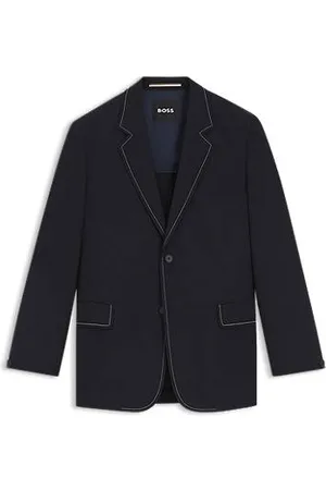 HUGO BOSS Relaxed fit jakke i ny uld med syninger i kontrastfarve