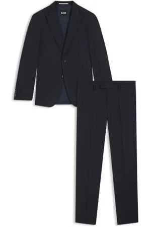 HUGO BOSS Slim fit jakkesæt i ny uld, bomuld og stræk