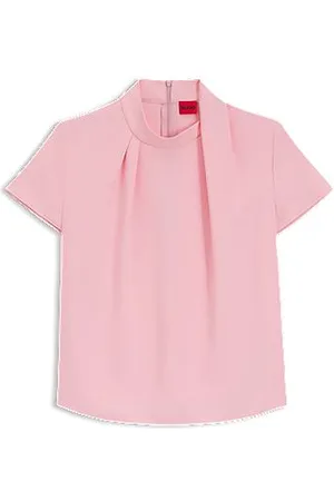 HUGO BOSS Top i crepestof med draperet hals
