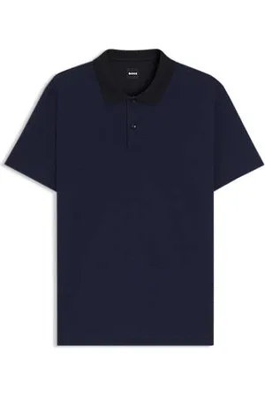 HUGO BOSS Poloshirt i merceriseret bomuld med geometrisk jacquardmønster