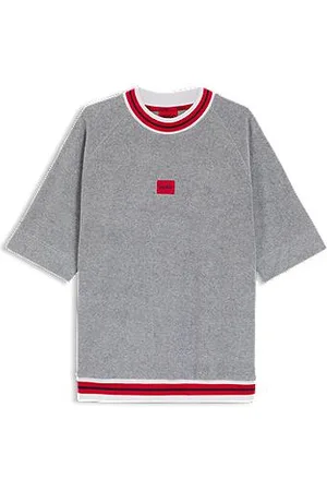 HUGO BOSS Kortærmet sweatshirt med kontrastfarvede kanter