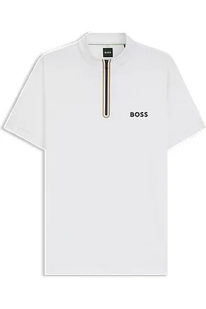 HUGO BOSS Trænings-T-shirt med lynlås i halsen i mesh med stræk og jersey