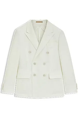 HUGO BOSS Blazer med slim fit i meleret bomuld og kashmir