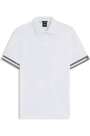 HUGO BOSS Slim fit poloshirt i bomuld med striber på manchetterne