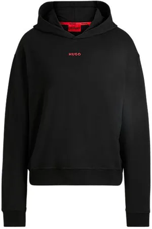 HUGO BOSS Hættetrøje med relaxed fit i jersey med stræk og logoprint