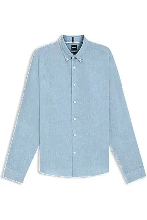 HUGO BOSS Regular fit skjorte med kraveknapper i hør