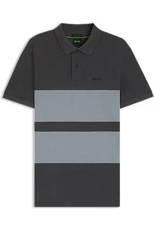 HUGO BOSS Poloshirt i bomuldspiqué med blokstriber