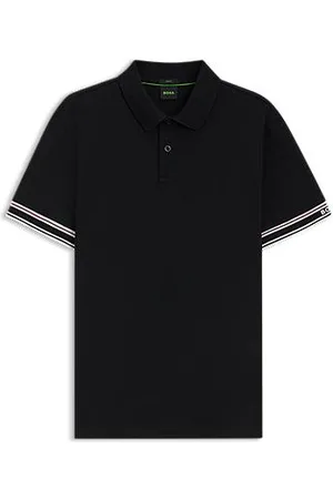 HUGO BOSS Slim fit poloshirt i bomuld med striber på manchetterne