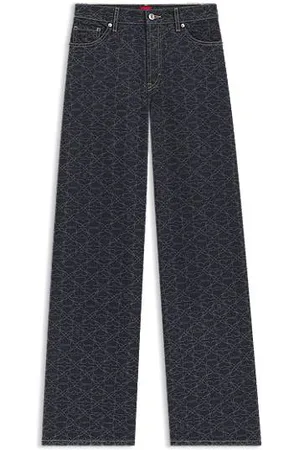 HUGO BOSS Jeans med superbrede ben i denim med lasertrykt monogram