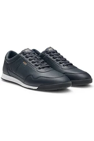 HUGO BOSS Sneakers i læder med gyldent logo