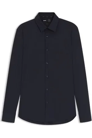 HUGO BOSS Skjorte med slim fit i jersey med performance-stræk