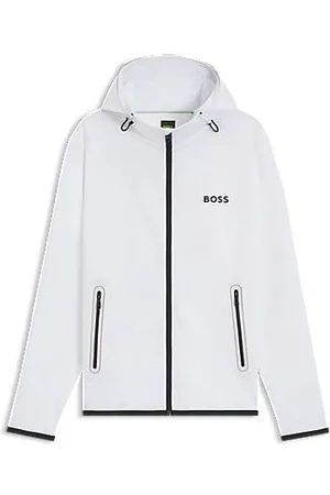 HUGO BOSS Active-hættetrøje med lynlås i gabardinestof med termoregulerende teknologi