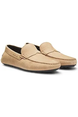 HUGO BOSS Loafers i nubucklæder med driversål