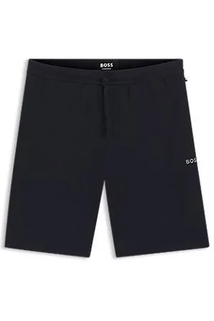 HUGO BOSS Vaffelvævet pyjamasshorts med broderet logo