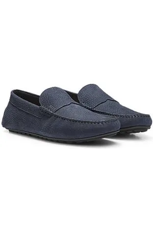 HUGO BOSS Loafers i nubucklæder med driversål