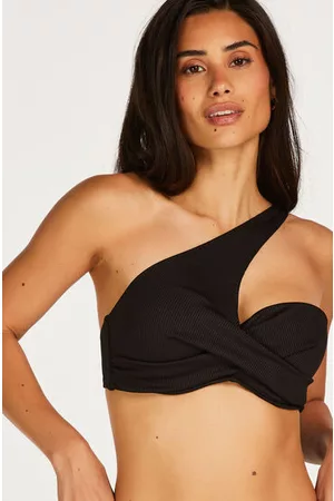 Hunkemöller Kvinder Push-up Bikinier - Push-Up bikini top med formstøbte skåle og bøjle Nero Rib