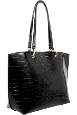 IDEAL OF SWEDEN Medium Tulip Chain Tote Bag Neo Noir Croco