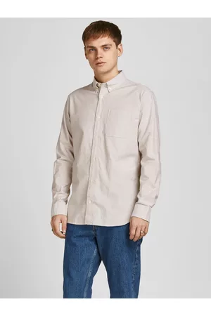 JACK & JONES Mænd Langærmede skjorter - Økologisk Bomulds Oxford Skjorte