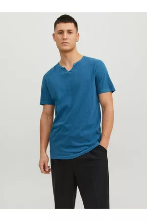 JACK & JONES Mænd Kortærmede - Splitneck T-shirt