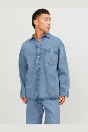 JACK & JONES Wide Fit Denimskjorte