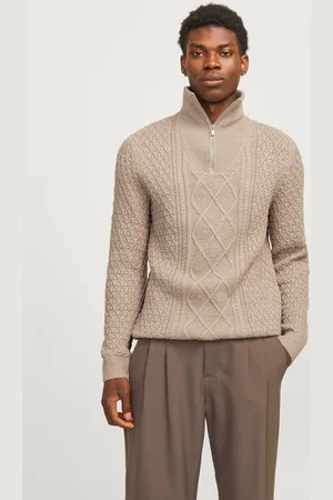 JACK & JONES Ensfarvet Striktrøje Med Kvart Lynlås