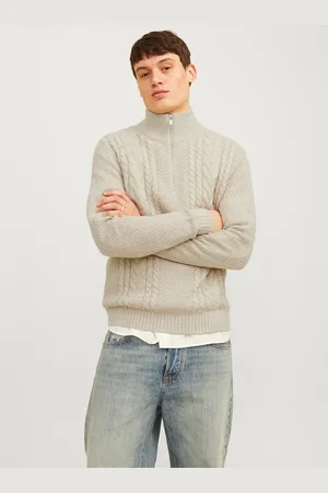 JACK & JONES Ensfarvet Striktrøje Med Kvart Lynlås