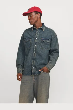 JACK & JONES Wide Fit Denimskjorte