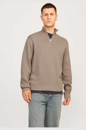 JACK & JONES Ensfarvet Striktrøje Med Kvart Lynlås