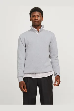 JACK & JONES Ensfarvet Striktrøje Med Kvart Lynlås