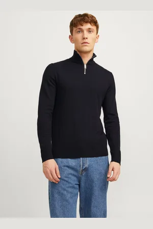 JACK & JONES Ensfarvet Striktrøje Med Kvart Lynlås