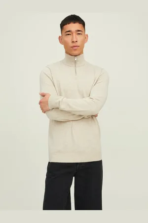 JACK & JONES Ensfarvet Striktrøje Med Kvart Lynlås