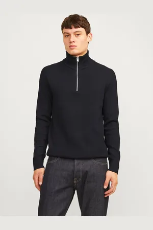 JACK & JONES Ensfarvet Striktrøje Med Kvart Lynlås