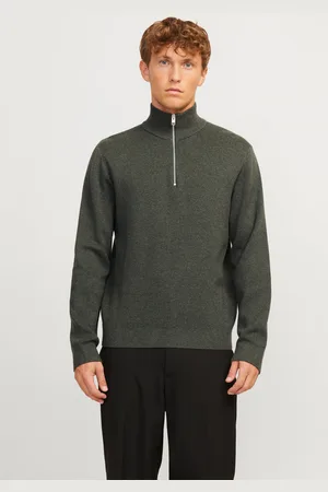 JACK & JONES Ensfarvet Striktrøje Med Kvart Lynlås
